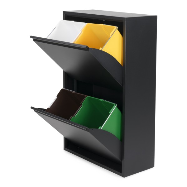 Product GIGI 4 Abfalltrenner - Schwarz - 74 Litern