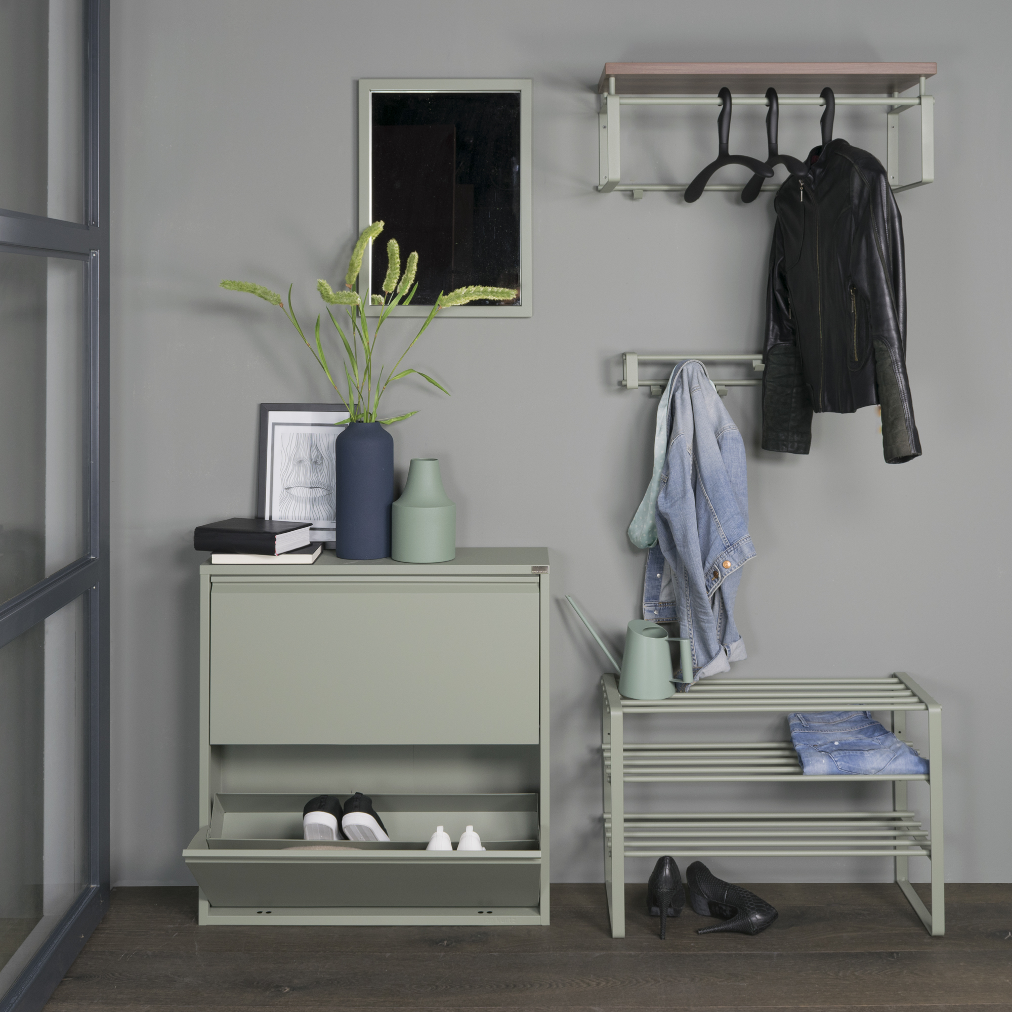 REX SR 2 Shoe rack - Dusty Green_5